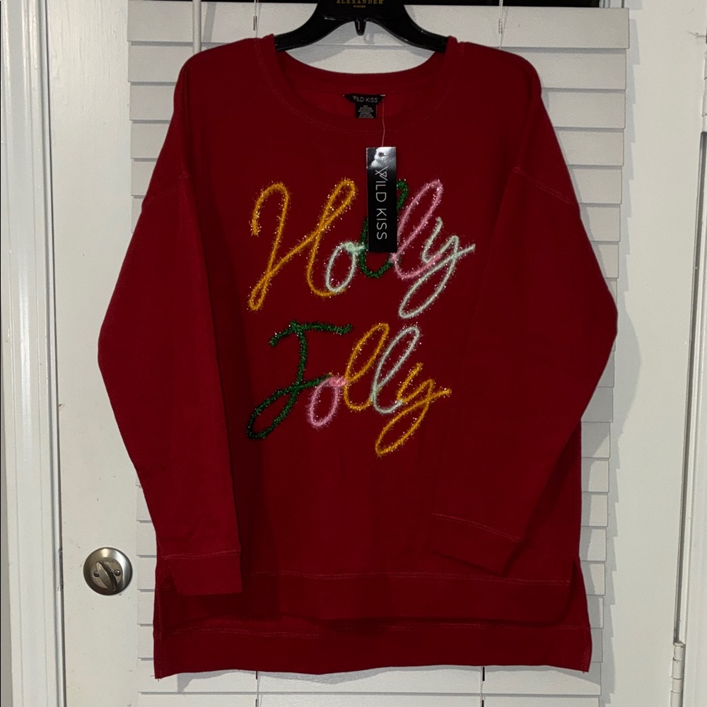 Wild Kiss Red 'Holly Jolly' Chenille Crewneck Sweater